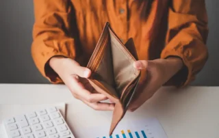 Empty money in wallet, concept money deficit, money is not enough , Unemployment, poverty
